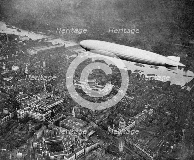 The airship 'Graf Zepplin' over London, August 1931 (1936). Artist: Unknown