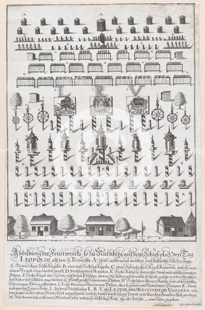 Plan for the fireworks display in honor of Emperor Leopold, Nuremberg, November 15, ..., after 1686. Creator: G. I. Schneider.