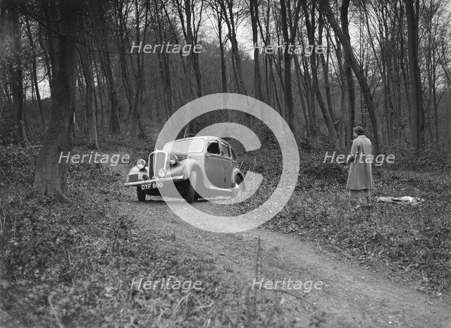 1937 Standard Twelve at the Standard Car Owners Club Southern Counties Trial, 1938. Artist: Bill Brunell.
