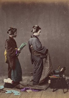 Putting on the Obi or Girdle, 1868. Creator: Felice Beato.