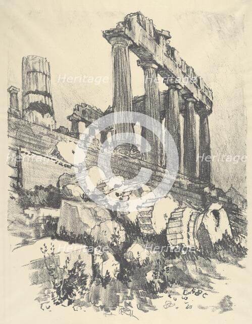 The Fallen Column, Athens, 1913. Creator: Joseph Pennell.