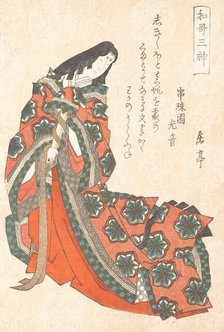 Sotoori-hime (early 5th century), One of the Three Gods of Poetry From the Spring Rai..., ca. 1820s. Creator: Gakutei.