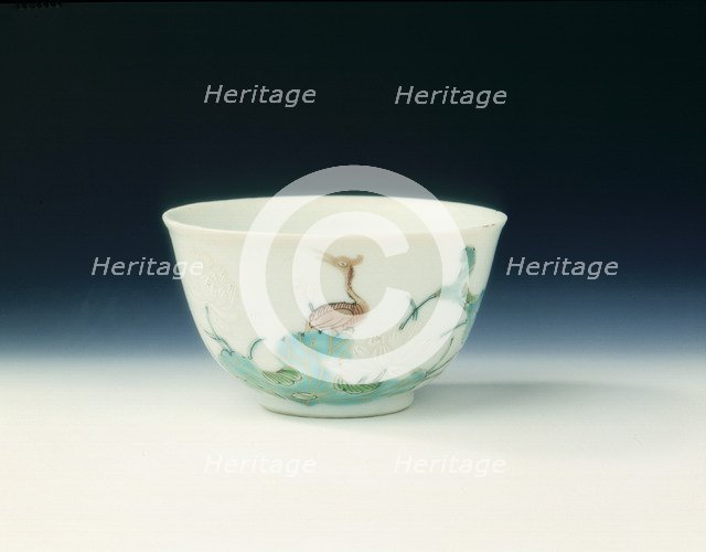 Famille verte cup with stork, Qing dynasty, China, c1720. Artist: Unknown