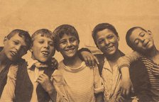 Neapolitan boys posing in a line, c1900s. Creator: Unknown.
