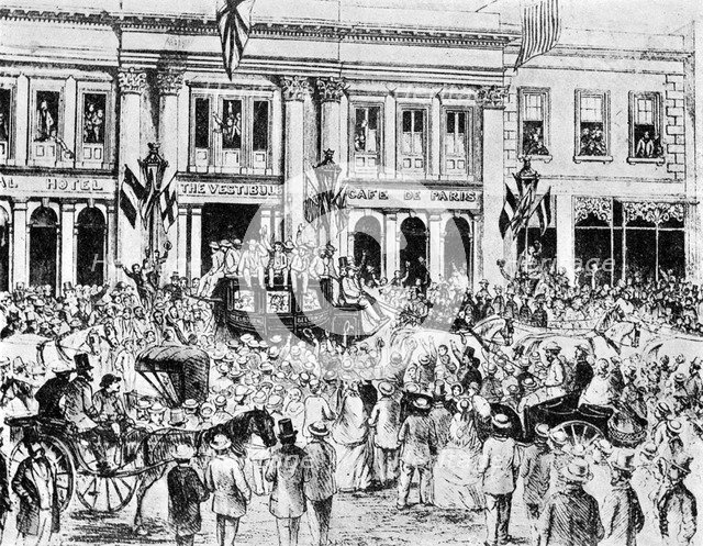 The arrival of the first English cricket team in Australia, 1861 (1912). Artist: Unknown