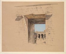 The Temple of Edfu: The Door of the Pylon, 1850. Creator: John Frederick Lewis (British, 1805-1876).