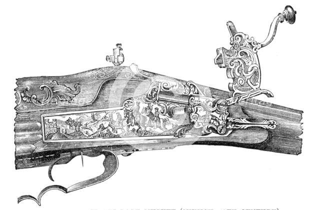Ornamented wheel-lock musket (Munich, 17th century), (1881). Creator: Unknown.