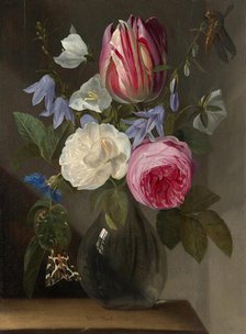 Roses and a Tulip in a Glass Vase, c. 1650/1660. Creator: Jan Philips van Thielen.