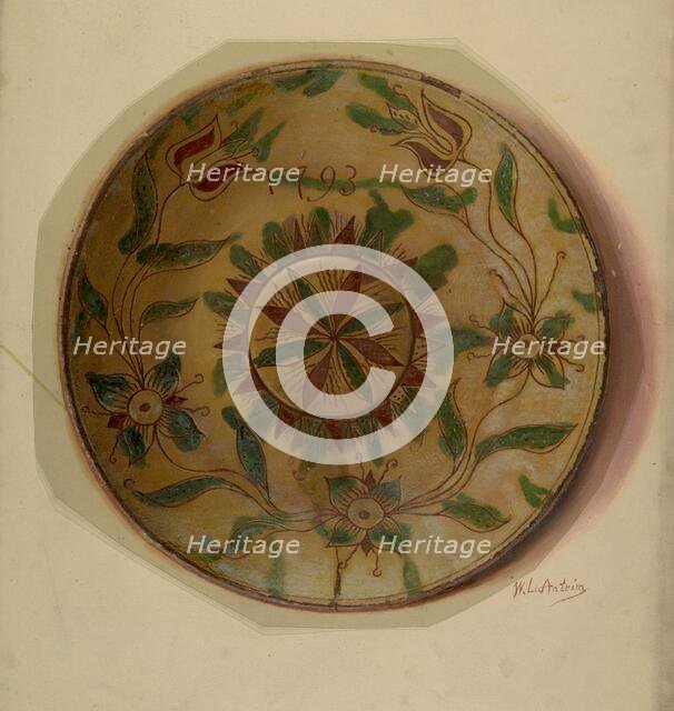 Pa. German Dish, c. 1936. Creator: William L Antrim.
