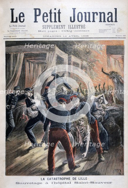 Disaster at Saint-Sauveur hospital, Lille, France, 1896. Artist: Henri Meyer