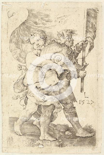 Two Boys with a Helmet and Standard, 1527. Creator: Lucas van Leyden.