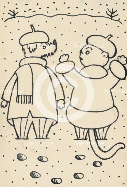 19. Talking about a dog and a cat, around 1928. Creator: Josef Capek.