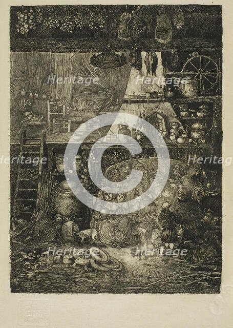 Interior, Peasant House in Haute-Garonne, 1858. Creator: Rodolphe Bresdin.