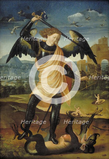 The Archangel Michael with the Dragon, 1498-1501. Creator: Unknown.