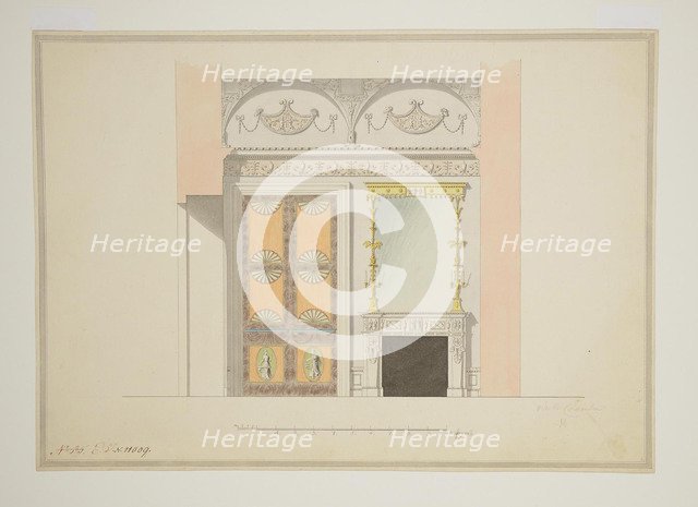 Design of the Cabinet Library, Early 1780s. Artist: Cameron, Charles (ca. 1730/40-1812)