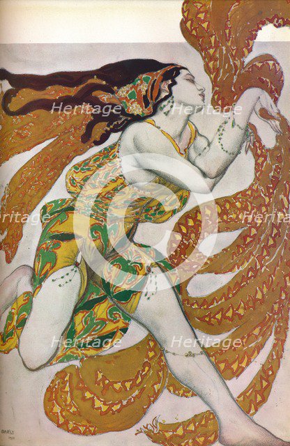 'Narcisse: A Bacchante. Costume design for the dance Narcisse', 1911. Artist: Leon Bakst.