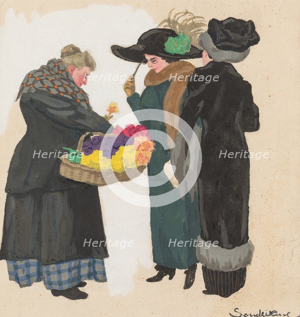 A Flower Seller, 1900s-1910s.