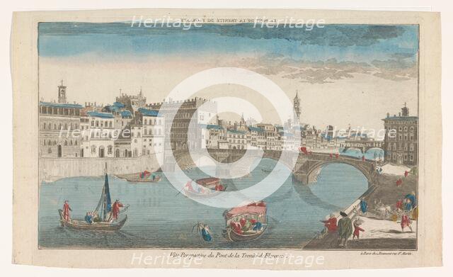 View of Ponte Santa Trinita over the river Arno in Florence, 1745-1775. Creator: Anon.