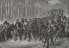Franco-Prussian War (1870-1871): German cavalry marching towards Paris, 1871.  Creator: Unknown.