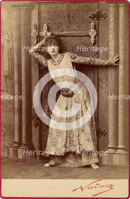 Sarah Bernhardt as the Empress Theodora in Sardou's 'Theodora', neg 1884; print and mount about 1889 Creator: Nadar.
