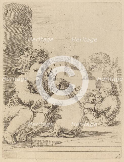 Child Playing with a Dog. Creator: Stefano della Bella.