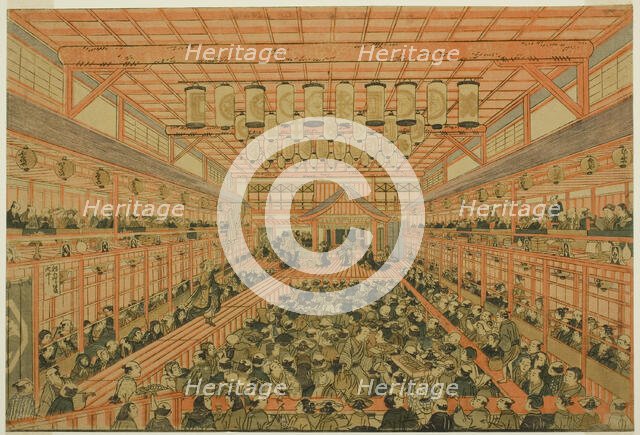 Perspective Picture of a Kabuki Theater (Uki-e Kabuki shibai no zu), c. 1776. Creator: Utagawa Toyoharu.