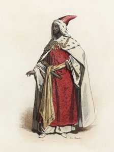 Lord of the Court of Ethiopia, in the modern age, color engraving 1870.