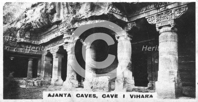 Ajanta caves, Vihara, Maharashtra, India, c1925. Artist: Unknown