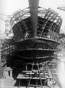 Ship under construction in Kockums shipyard, Malmö, Sweden, 1940s. Artist: Unknown