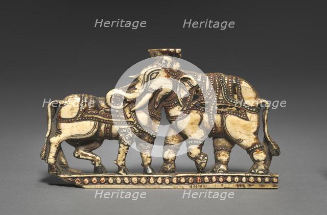 Bull and Elephant in Combat, 1500s-1600s. Creator: Unknown.