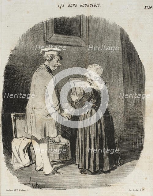 Tiens, ma femme, v'là mon portrait au Daguerreotype..., 1846. Creator: Honore Daumier.