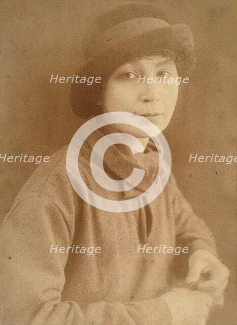 Natalia Sergeevna Goncharova (1881-1962) in Paris, 1917. Creator: Anonymous.