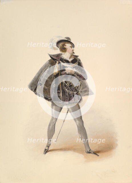 Costume Study for Belmonte in the "Abduction from the Seraglio" by W.A. Mozart, ca. 1830-50. Creator: Johann Georg Christoph Fries.