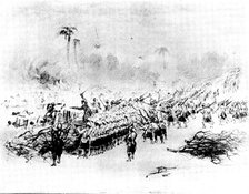 The Soudan Advance - the Battle of Atbara: the Cameron Highlanders firing..., 1898. Creator: Unknown.