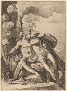 Eros and Anteros, probably 1588. Creator: Jacob Matham.