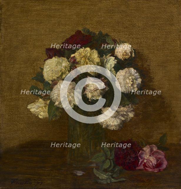 Roses in a Vase, 1878. Creator: Henri Fantin-Latour (French, 1836-1904).