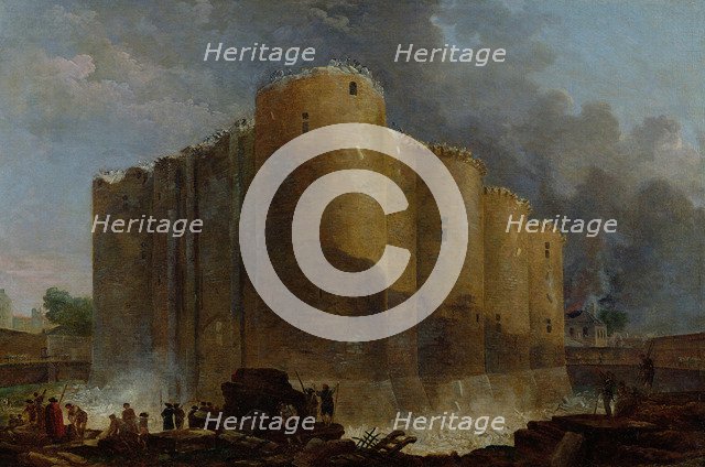 The demolition of the Bastille, July 14, 1789. Artist: Robert, Hubert (1733-1808)