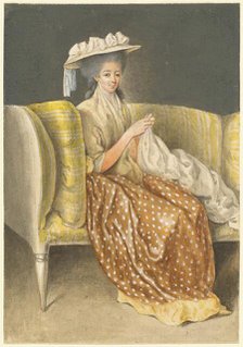 Portrait of a Lady Sewing. Creator: Daniel Nikolaus Chodowiecki.