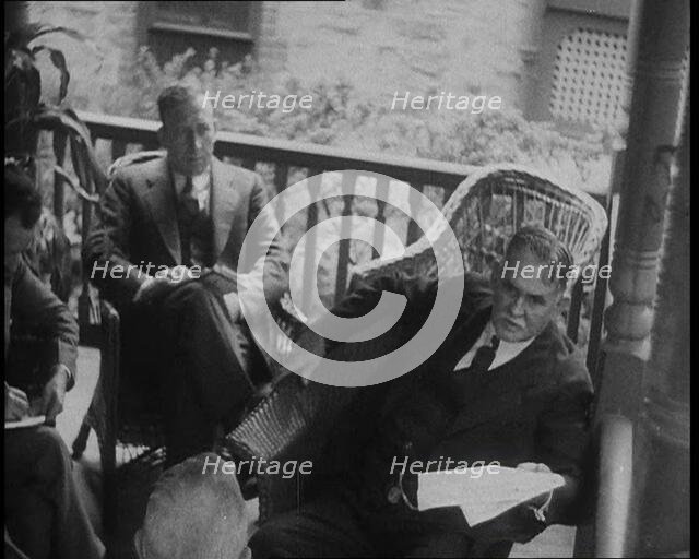 Dr John F Condon Being Interview by American Police Officers, 1930s. Creator: British Pathe Ltd.