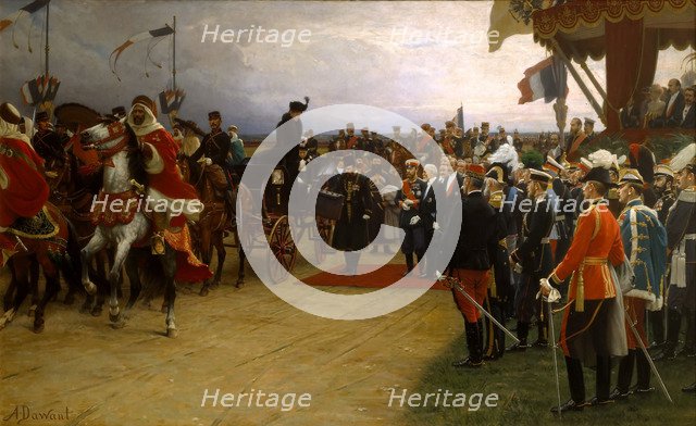 President Emile Loubet Welcoming Tsar Nicolas II and Tsarina Alexandra to the Manoeuvres at Betheny, Artist: Dawant (1852-1923)