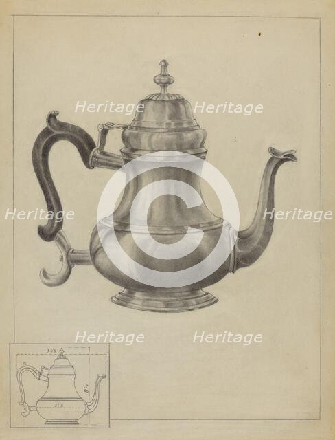 Silver Coffee Pot, 1935/1942. Creator: Unknown.