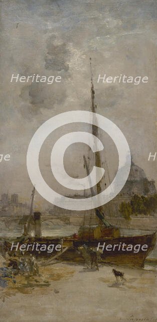 Esquisse pour le salon des Arts de l'Hôtel de Ville de Paris : Le port Saint-Nicolas, c.1889. Creator: Charles Lapostolet.