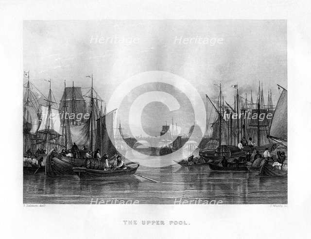 The Upper Pool, London, 19th century.Artist: J Woods