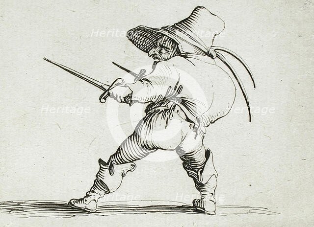 Man with a Large Belly Adorned with a Row of Buttons, 1616. Creator: Jacques Callot.
