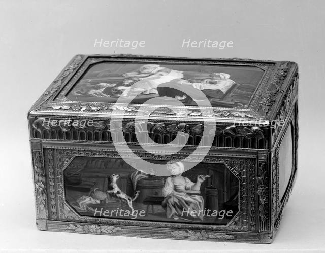 Snuffbox with miniatures representing domestic scenes and still-life subjects, 18th-19th century. Creator: Mathieu Coiny fils.