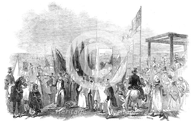 Sir Robert Peel raising the first turf of the Trent Valley Railway, 1845. Creator: Unknown.
