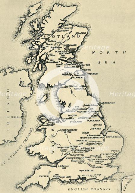 Map showing British battlefields, 1944.  Creator: Unknown.