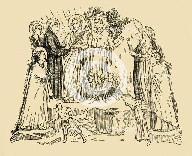 'St. Francis of Assisi Takes the 'Lady Poverty' To Be His Bride', c1930. Creator: Unknown.