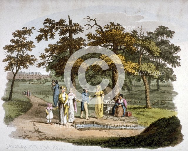 View of a drinking well, Hyde Park, Westminster, London, 1812. Artist: William Pickett