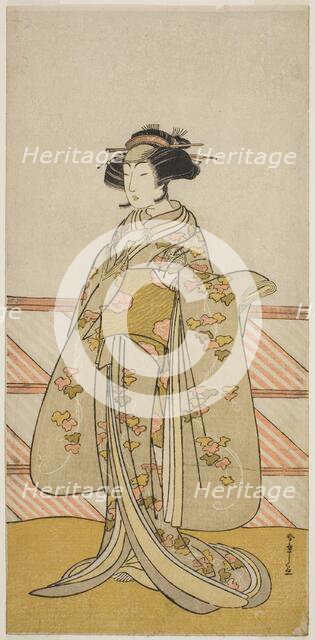 The Actor Yoshizawa Iroha I as Tamamo no Mae (?) in the Play Sakuya Kono Hana no..., c. 1776. Creator: Shunsho.